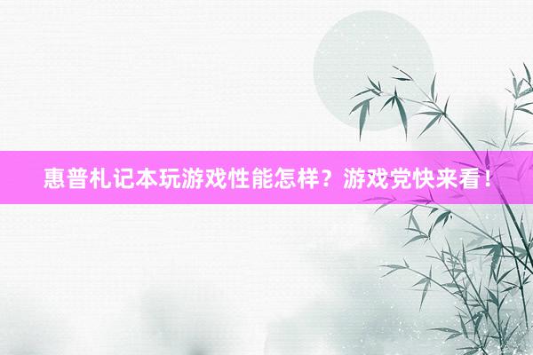 惠普札记本玩游戏性能怎样？游戏党快来看！